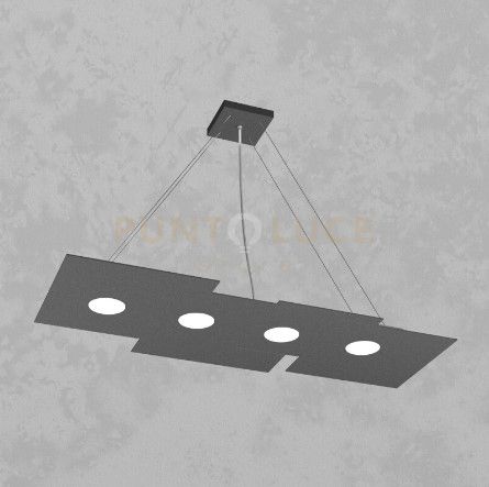 foto del prodotto plate sospensione 4 luci rettangolare grigio antracite 1129 s4 r ga