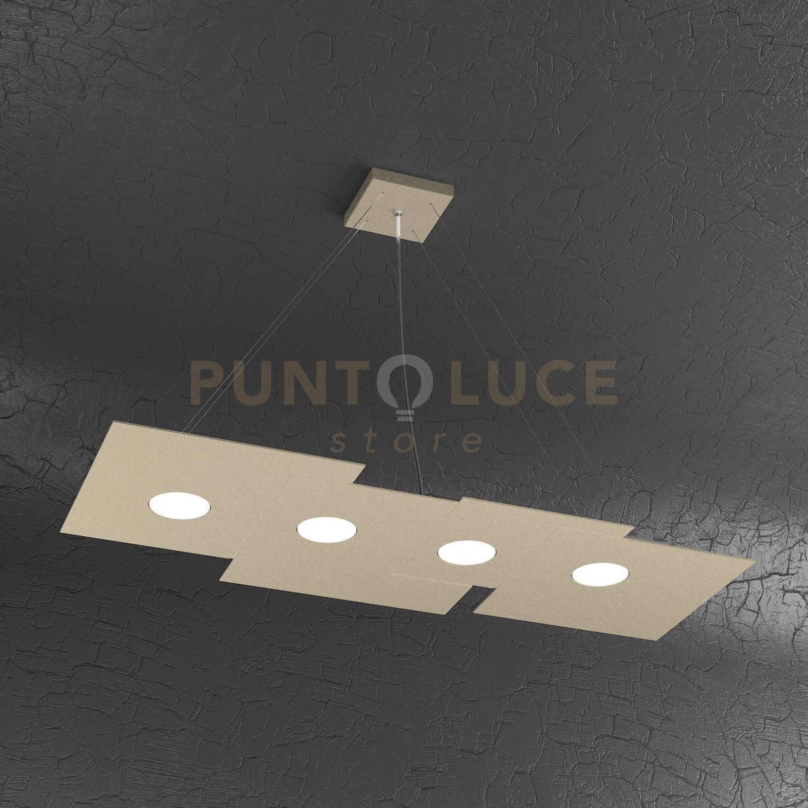 foto del prodotto plate sospensione 4 luci rettangolare sabbia 1129 s4 r sa