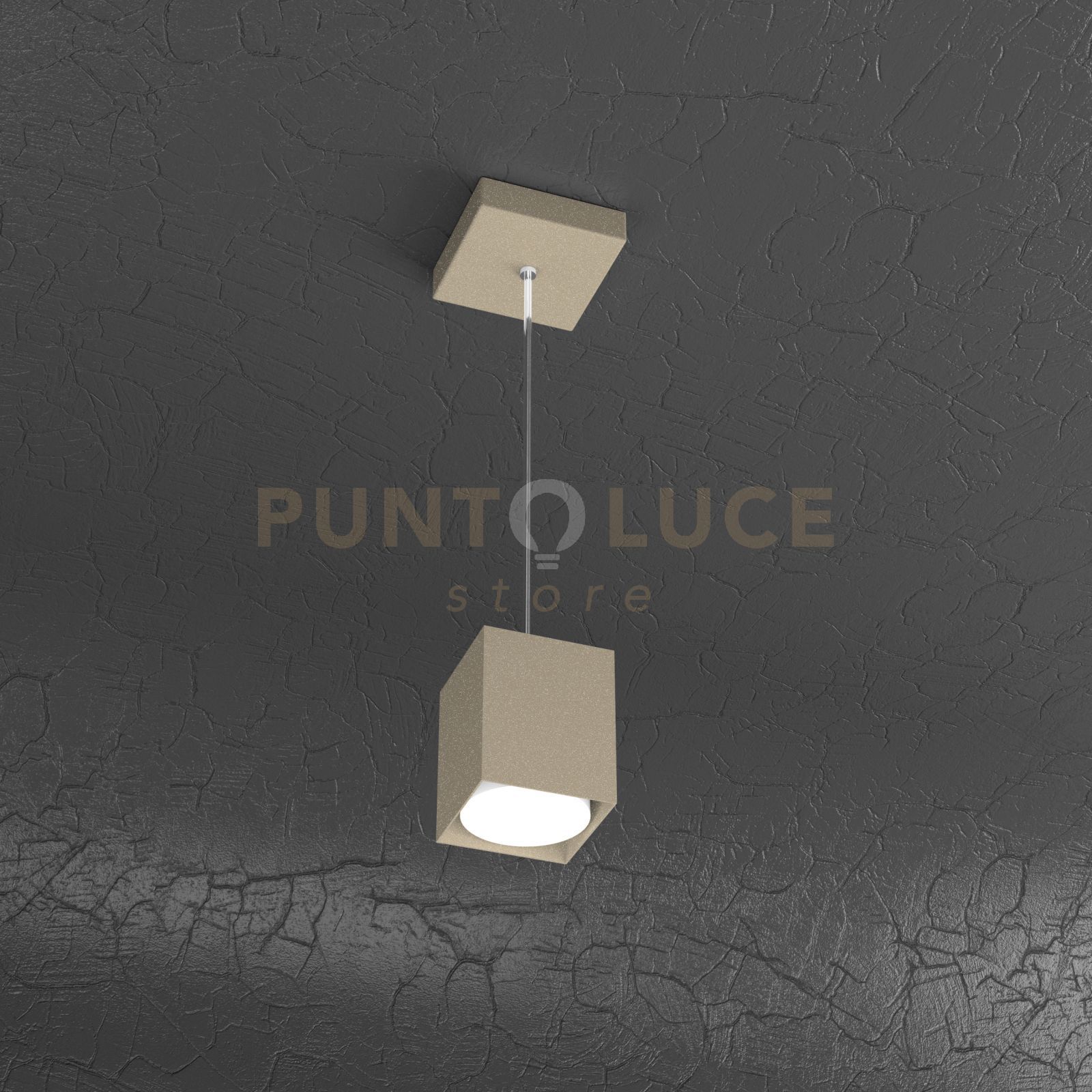 foto del prodotto plate sospensione tubo h.10 1 luce sabbia 1129-s10-sa