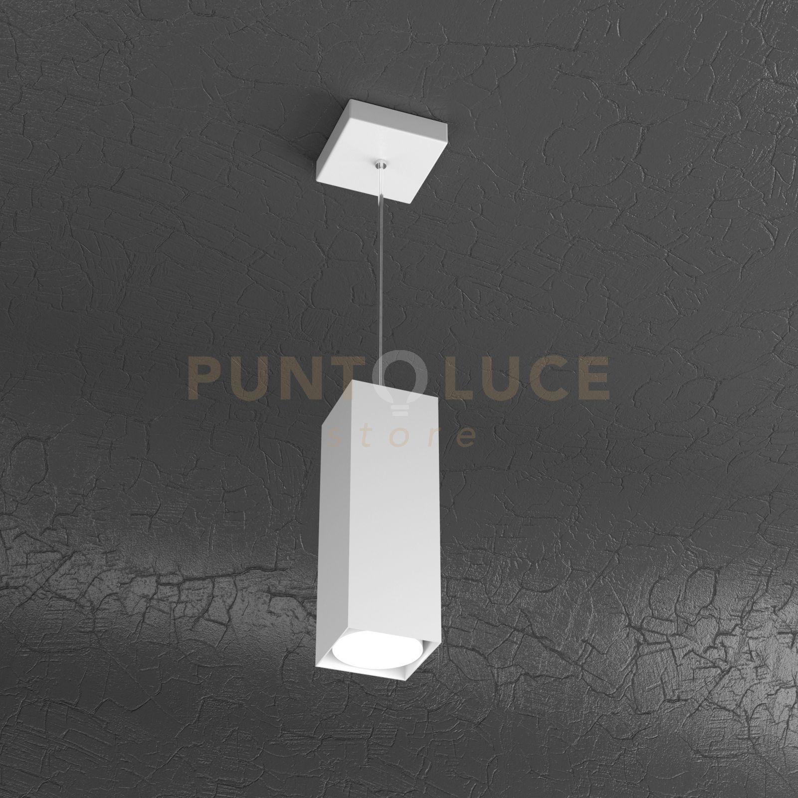 foto del prodotto plate sospensione tubo h.25 1 luce bianco 1129-s25-bi