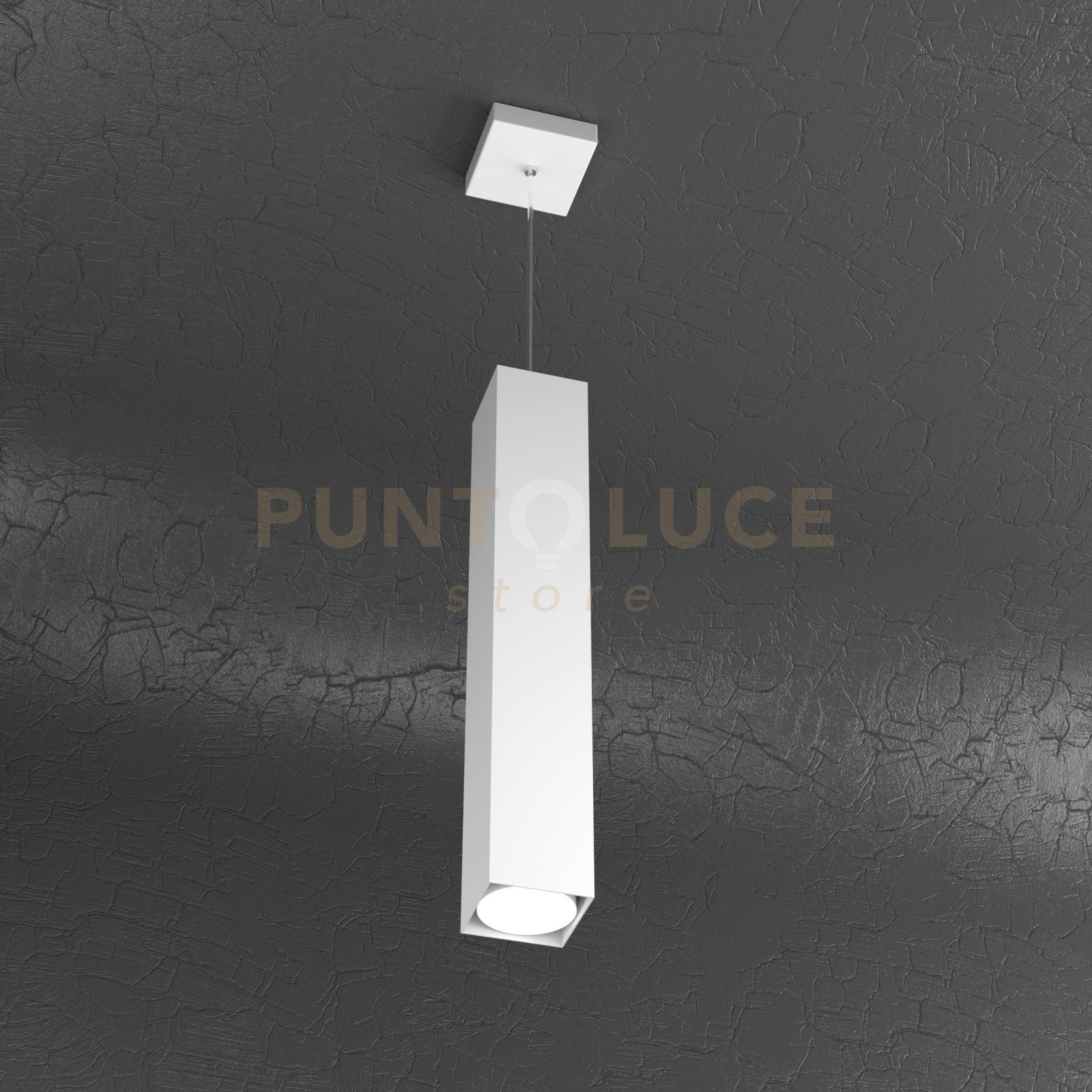 foto del prodotto plate sospensione tubo h.50 1 luce bianco 1129 s50 bi
