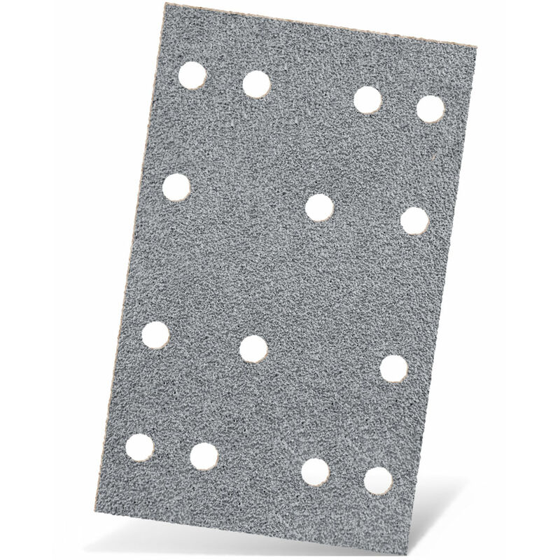 foto del prodotto platinum carte abrasive velcrate, 133 x 80 mm, 14 fori, p. levigatrici orbitali, corindone semi friabile 50 pz. g40 menzer