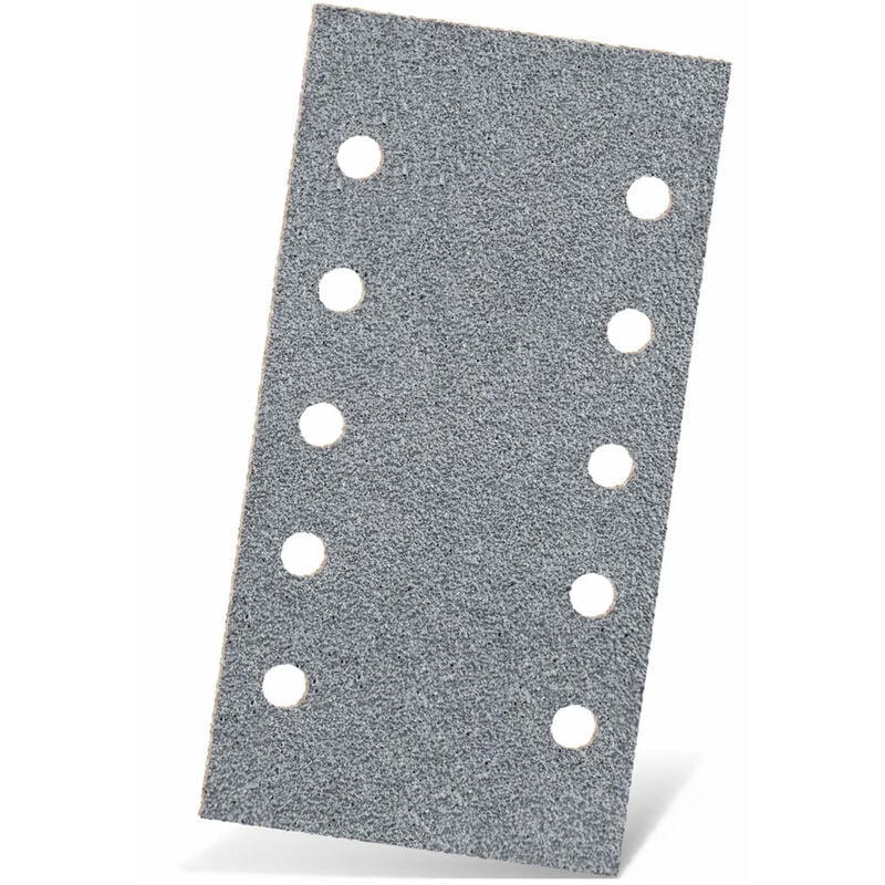 foto del prodotto platinum carte abrasive velcrate, 230 x 115 mm, 10 fori, p. levigatrici orbitali, corindone semi friabile 50 pz. g150 menzer