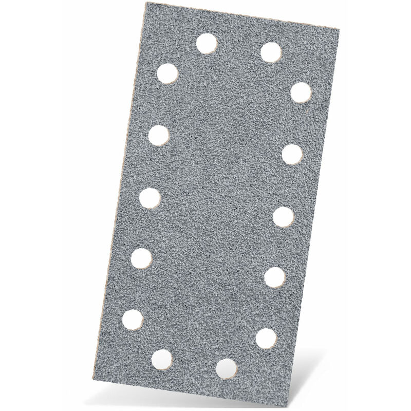 foto del prodotto platinum carte abrasive velcrate, 230 x 115 mm, 14 fori, p. levigatrici orbitali, corindone semi friabile 50 pz. g80 menzer