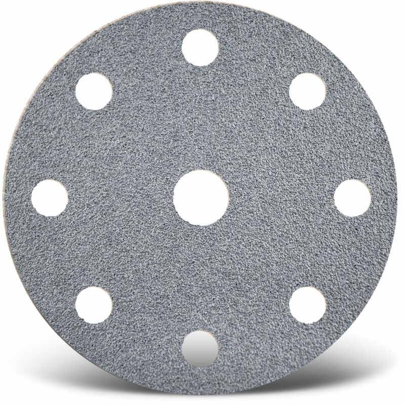 foto del prodotto platinum dischi abrasivi velcrati, 150 mm, 9 fori, p. levigatrici rotorbitali, corindone semi friabile 50 pz. g80 menzer