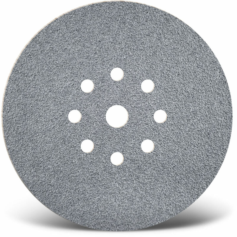 foto del prodotto platinum dischi abrasivi velcrati, 225 mm, 9 fori, p. levigatrici per muri, corindone semi friabile 25 pz. g320 menzer