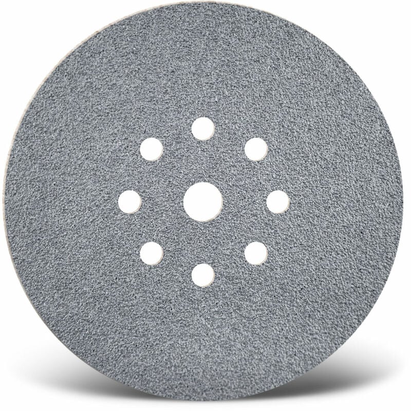 foto del prodotto platinum dischi abrasivi velcrati, 225 mm, 9 fori, p. levigatrici per muri, corindone semi friabile 5 pz. g80 menzer