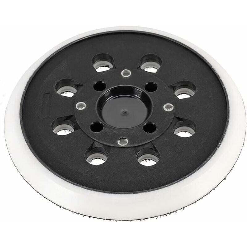 foto del prodotto platorello abrasivo con gancio e passante da 125 mm compatibile con levigatrice orbitale casuale bosch pex 300 ae 400 ae 4000 ae da 125 mm di poweka