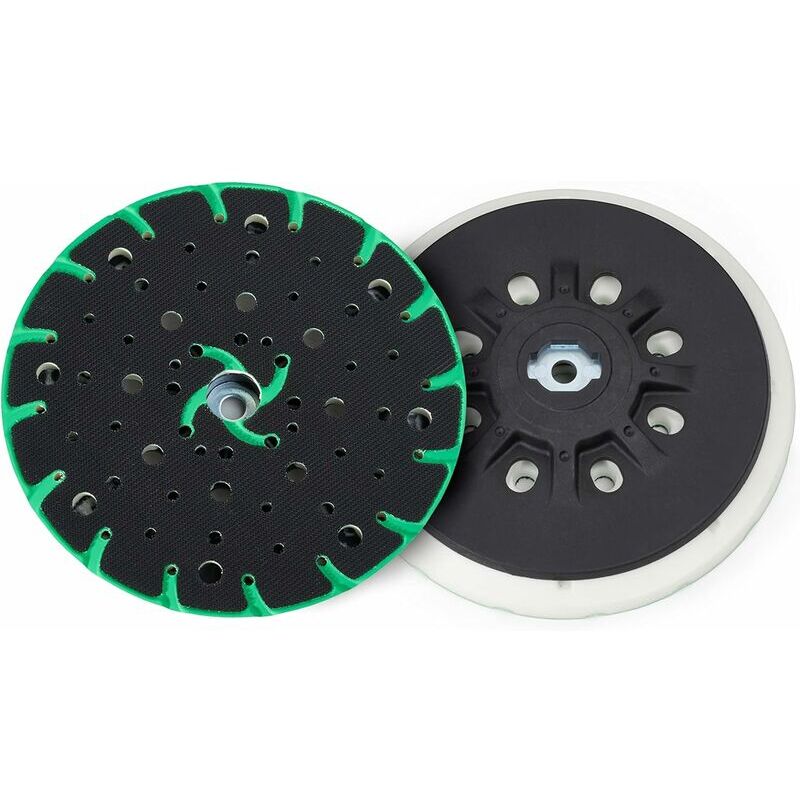 foto del prodotto platorello da 150 mm con aspirazione della polvere filettatura di collegamento m8 ricambio per platorello festool, compatibile con levigatrice