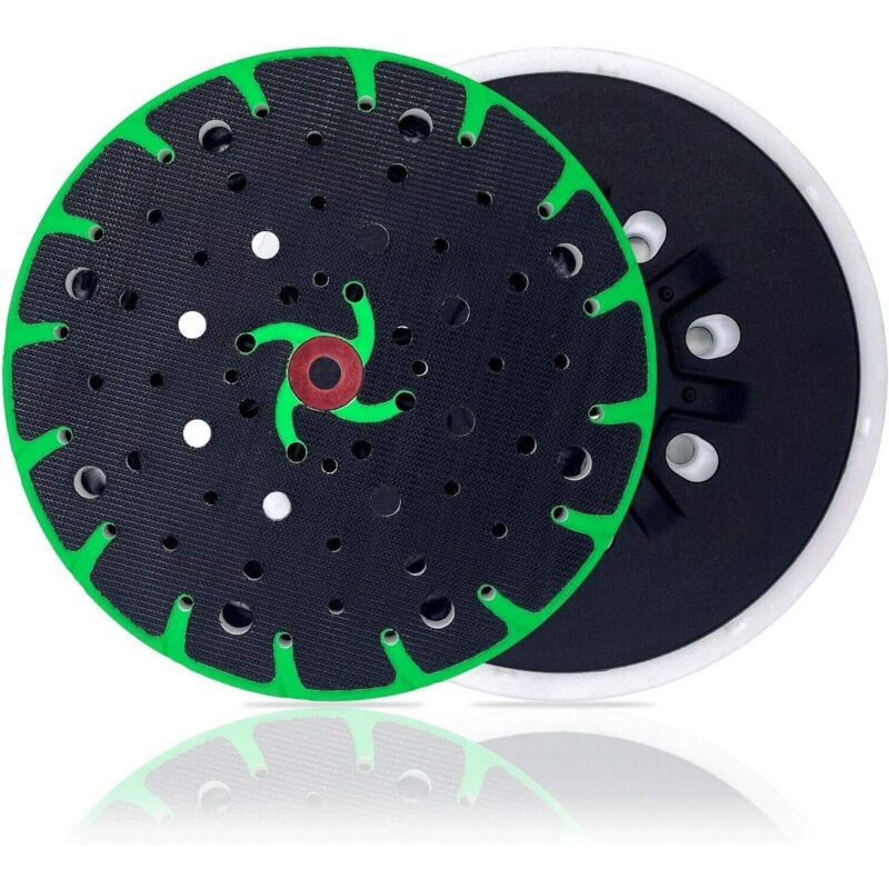 foto del prodotto platorello morbido per festool da 150 mm con piastra di supporto, filettatura di collegamento m8. aspiratore per levigatrice orbitale.