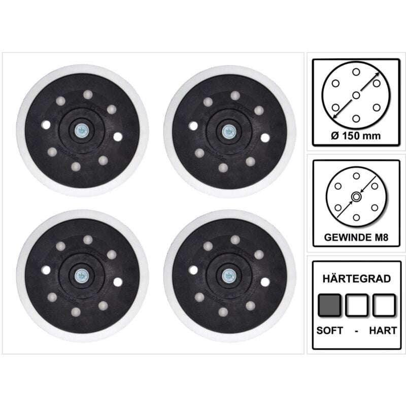 foto del prodotto platorello morbido per lucidatrici / smerigliatrici 150 mm m8 ( 196684-1 ) - 4 pz. - makita
