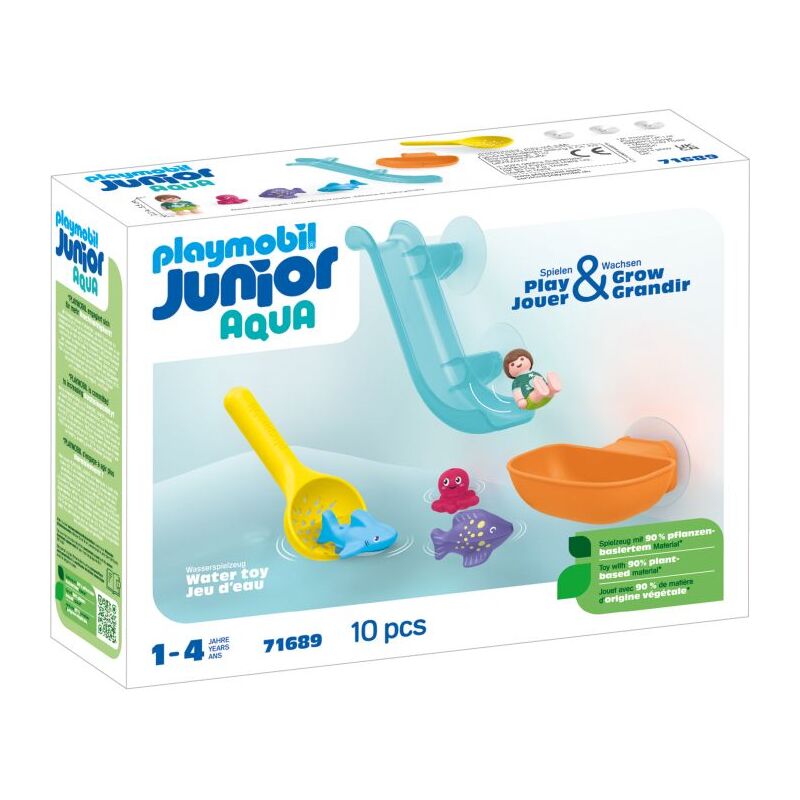 foto del prodotto playmobil junior 71689 scivolo acquatico e animali marini comprende un personaggio, animali e accessori da 18 mesi