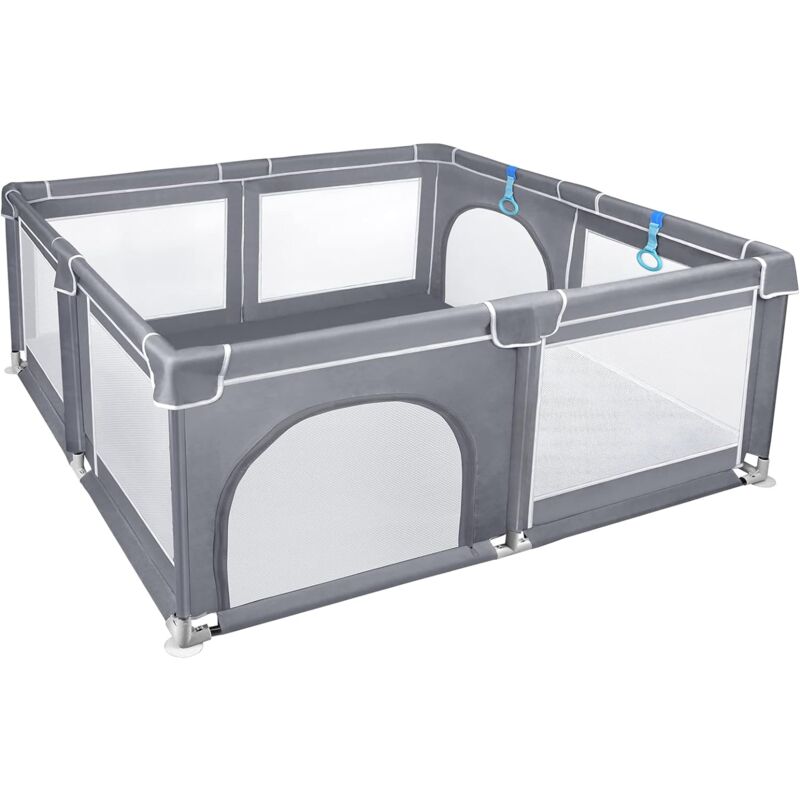 foto del prodotto playpen baby xxl 150x180cm cancelletto per gattonare con rete traspirante e base antiscivolo per bambini all interno e all esterno grigio naizy