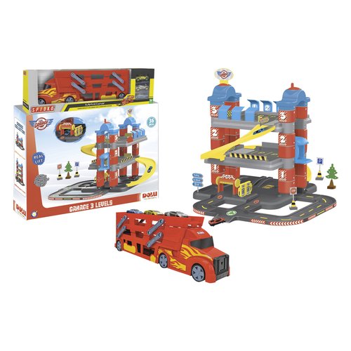 foto del prodotto playset globo 12144 spidko 3 piani con camion portauto