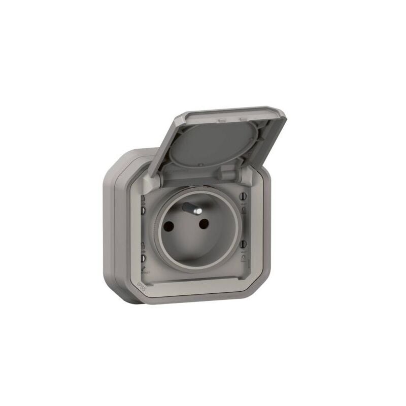 foto del prodotto plexo 069831l presa stagna 2p t 16a presa completa da incasso grigio - legrand