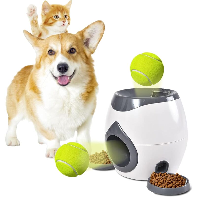 foto del prodotto plplaaoo giocattolo automatico per cani, lanciapalle automatico per cani, lanciapalle per cani da 11,8 pollici con 2 palline da tennis, giocattolo