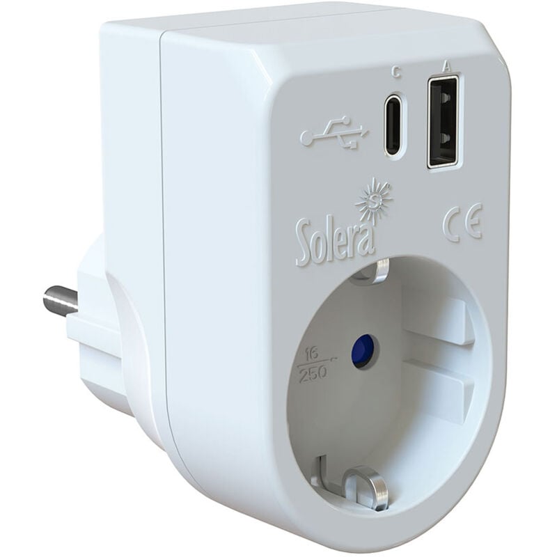 foto del prodotto plug adapter 860usbac 250 v 16 a usb usb-c - solera