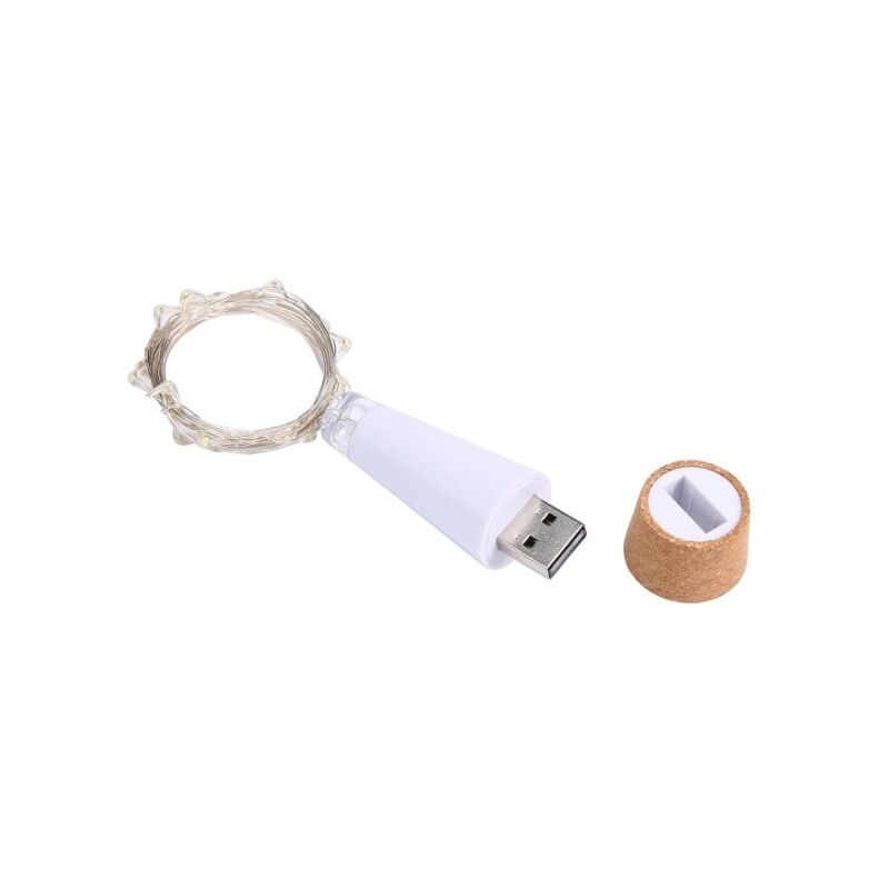 foto del prodotto plug della bottiglia 20 led usb ricaricabile con guirnald a led jandei