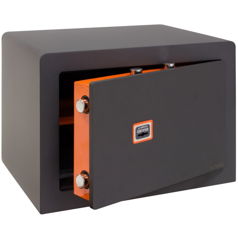 foto del prodotto plus c 180340 cassaforte in acciaio con serratura certificata a chiave cassaforte mobile per casa facile da usare e alto livello di sicurezzae 27 x