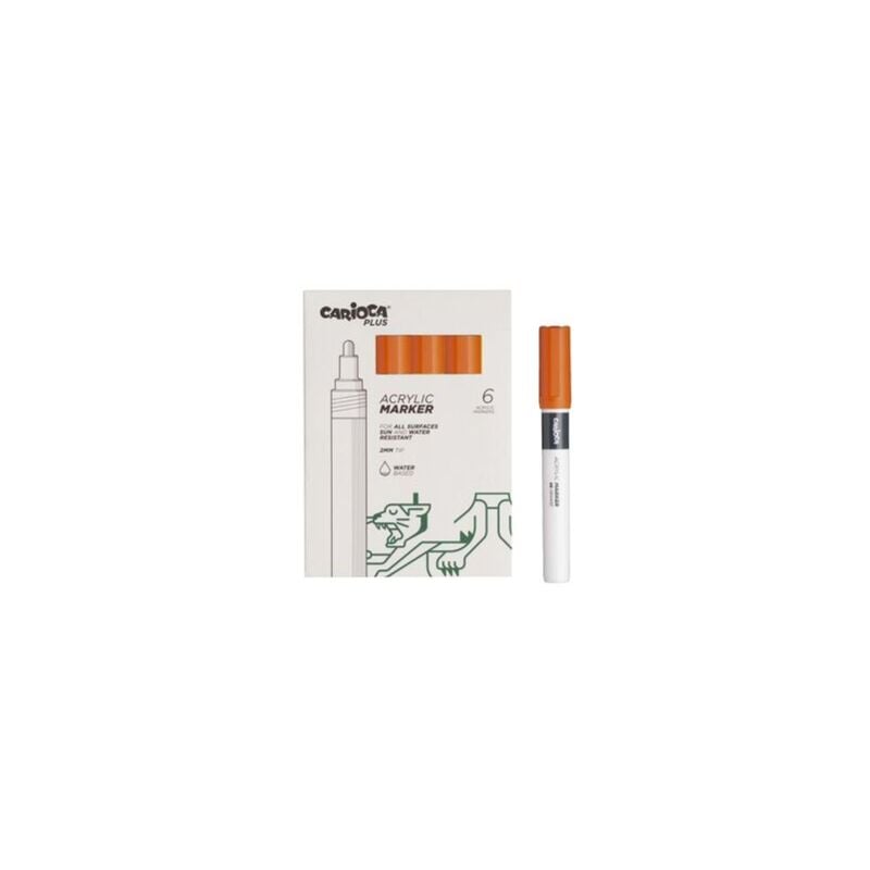 foto del prodotto plus pack de 6 pennarelli acrilici punta 2mm colore arancio carioca