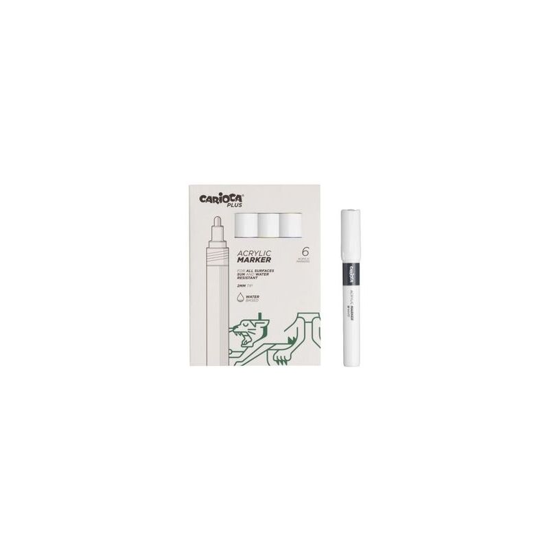 foto del prodotto plus pack de 6 pennarelli acrilici punta 2mm colore bianco carioca