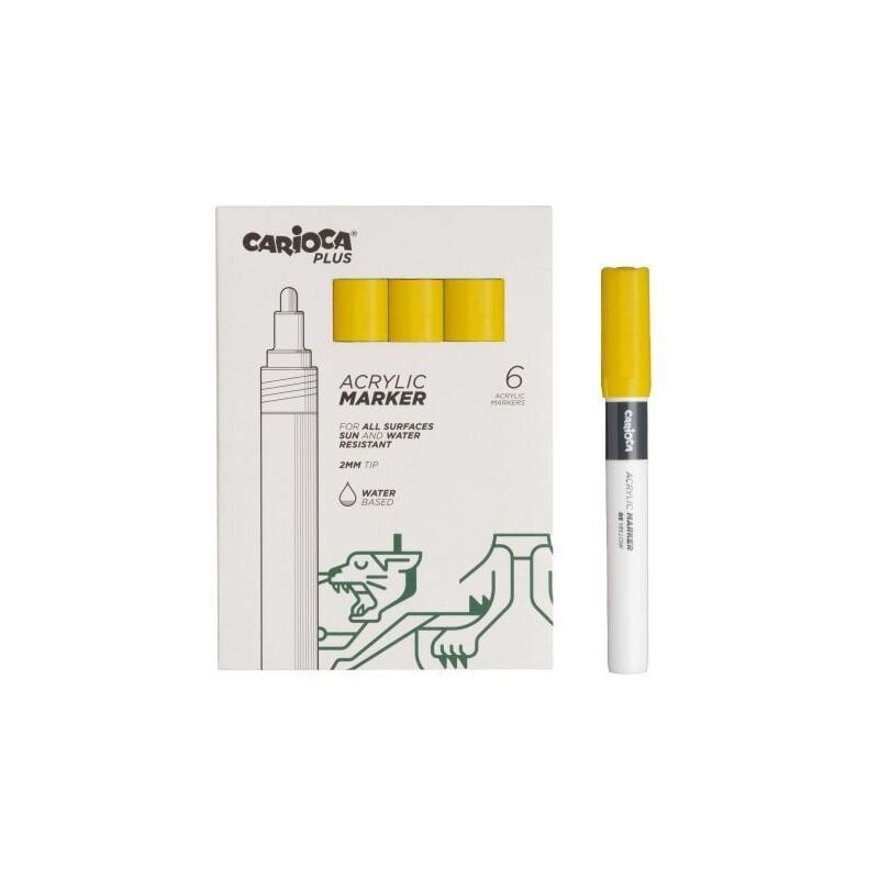 foto del prodotto plus pack di 6 pennarelli acrilici punta 2mm colore giallo carioca