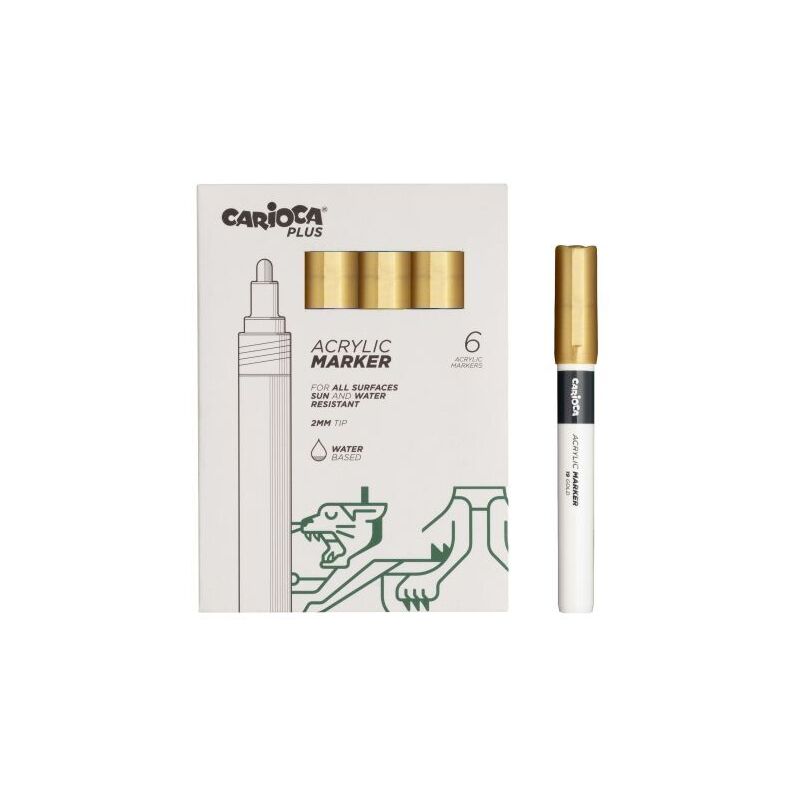 foto del prodotto plus pack di 6 pennarelli acrilici punta 2mm colore oro carioca