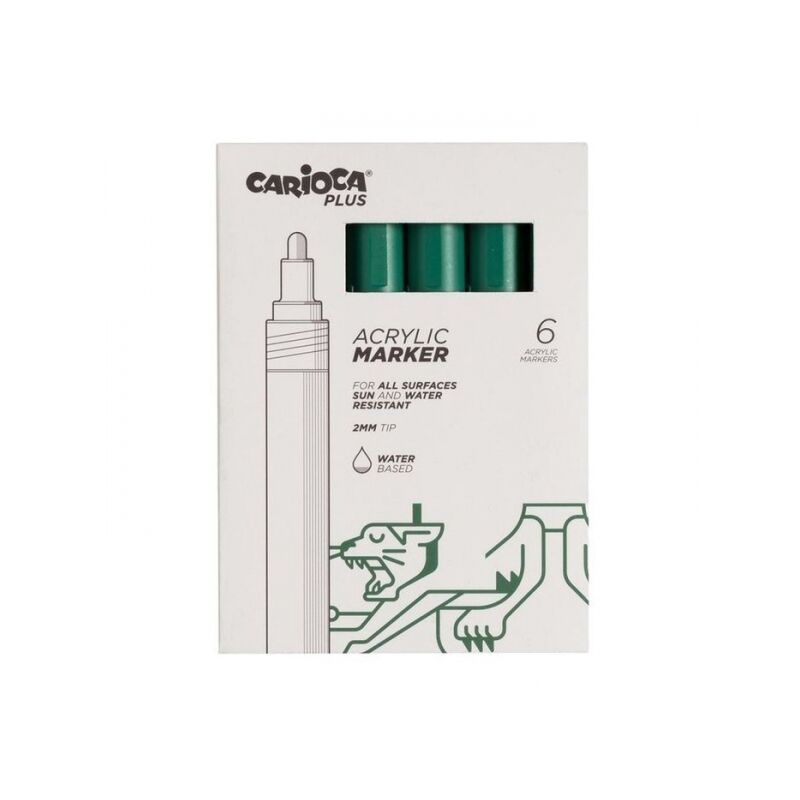 foto del prodotto plus pack di 6 pennarelli acrilici punta 2mm colore verde carioca