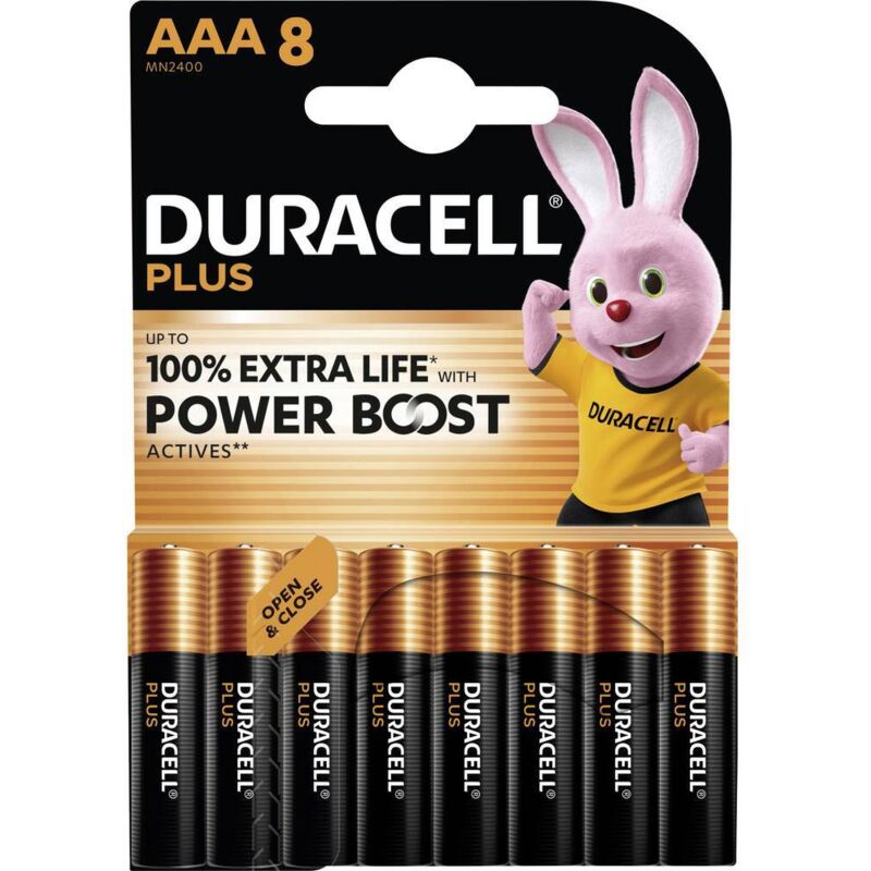 foto del prodotto plus power boost batteria ministilo aaa alcalina manganese 1.5 v 8 pz. duracell