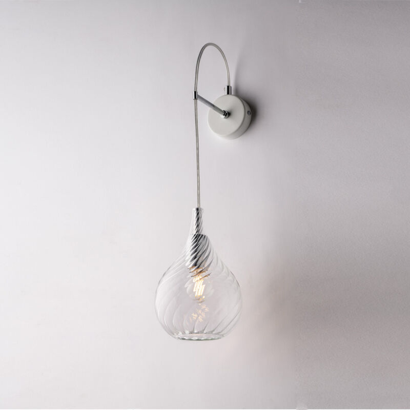 foto del prodotto pluvia applique in ferro con vetro trasparente pyrex 1 luce .14 p.21 bl264 ap1 tr