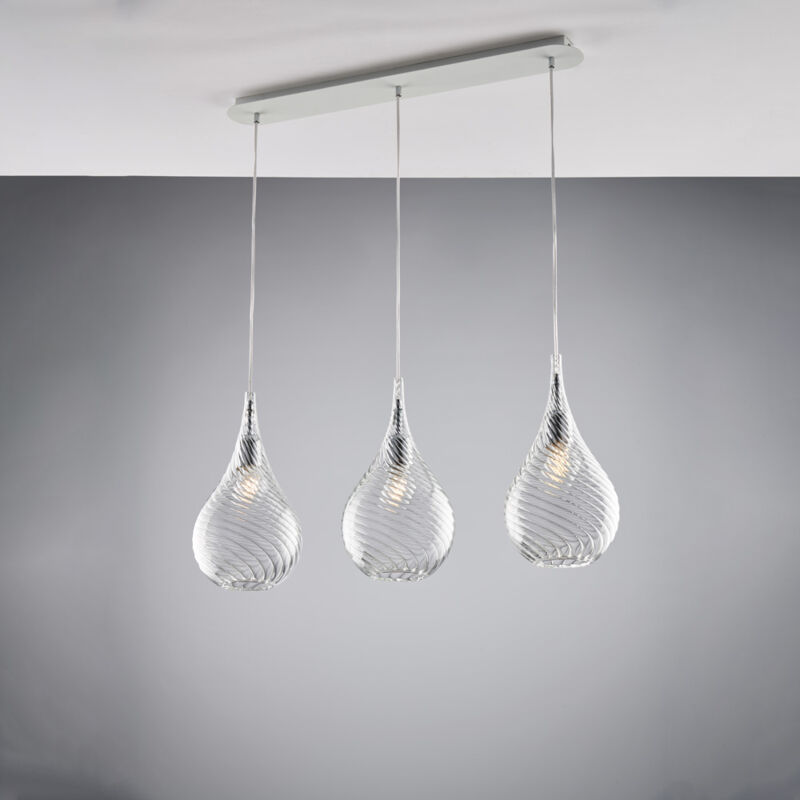 foto del prodotto pluvia binario in ferro con vetri trasparente pyrex 3 luci l.75 x 10 bl264 bin3 tr