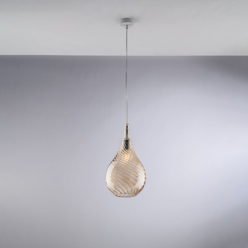 immagine 0 del prodotto pluvia sospensione in ferro con vetro ambra pyrex 1 luce 142 20 bl264 s1 am