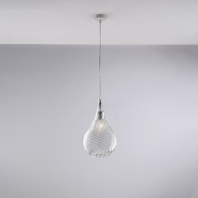foto del prodotto pluvia sospensione in ferro con vetro trasparente pyrex 1 luce 142 20 bl264 s1 tr
