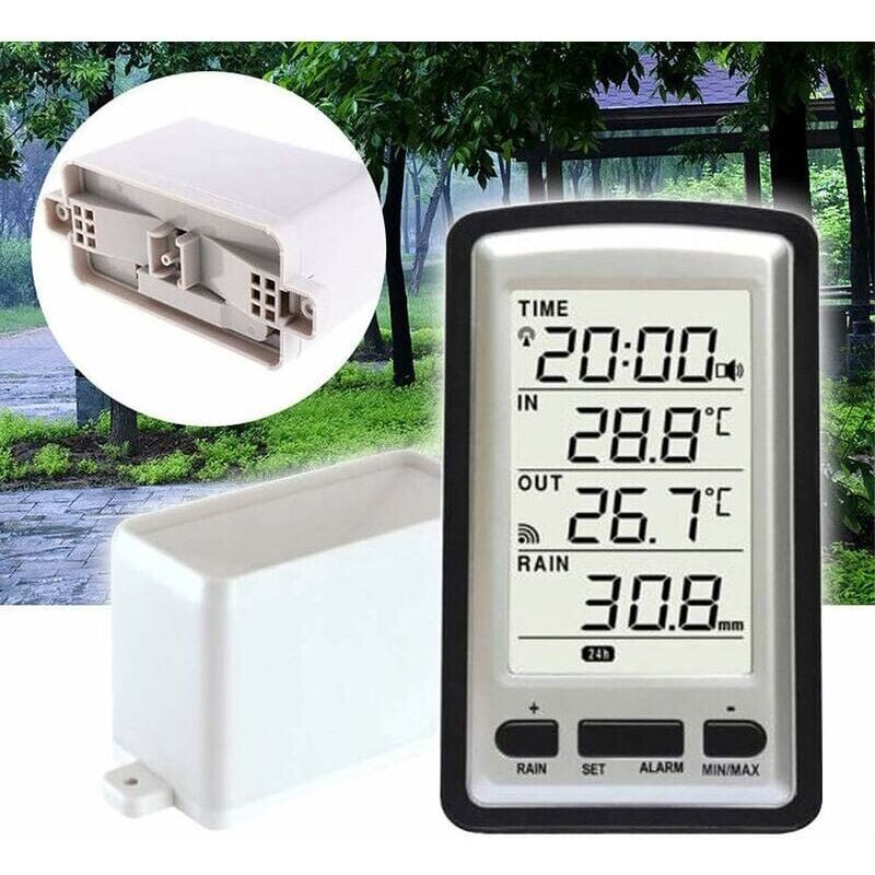 foto del prodotto pluviometro elettronico, pluviometro wireless portatile pluviometro digitale ad alta precisione radiocontrollato pluviometro strumento di misurazione