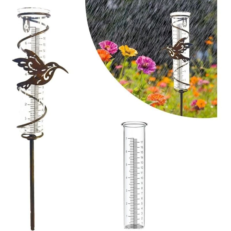 foto del prodotto pluviometro per esterni da giardino, pluviometri in vetro con picchetto in metallo, tubo pluviometro staccabile per recinzione da giardino prato