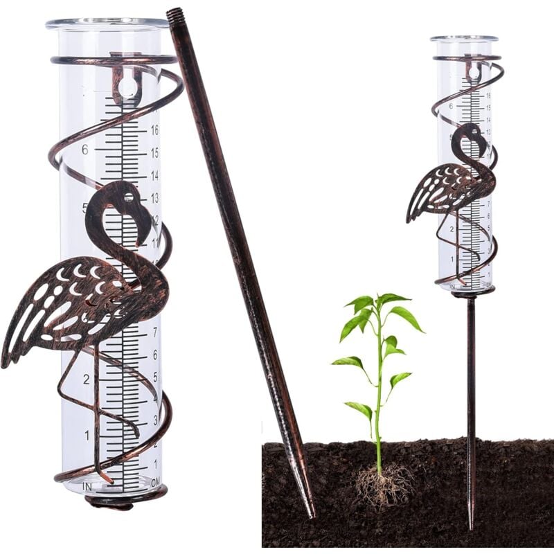 foto del prodotto pluviometro, pluviometro in vetro con punta in metallo, pluviometro decorativo in ferro battuto, strumento per la misurazione delle precipitazioni, pluviometro decorativo per giardino, cortile, estern