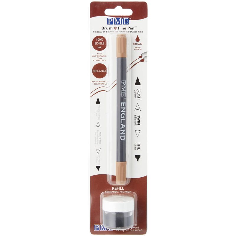foto del prodotto pme brush fine pen penna alimentare per cake design marrone