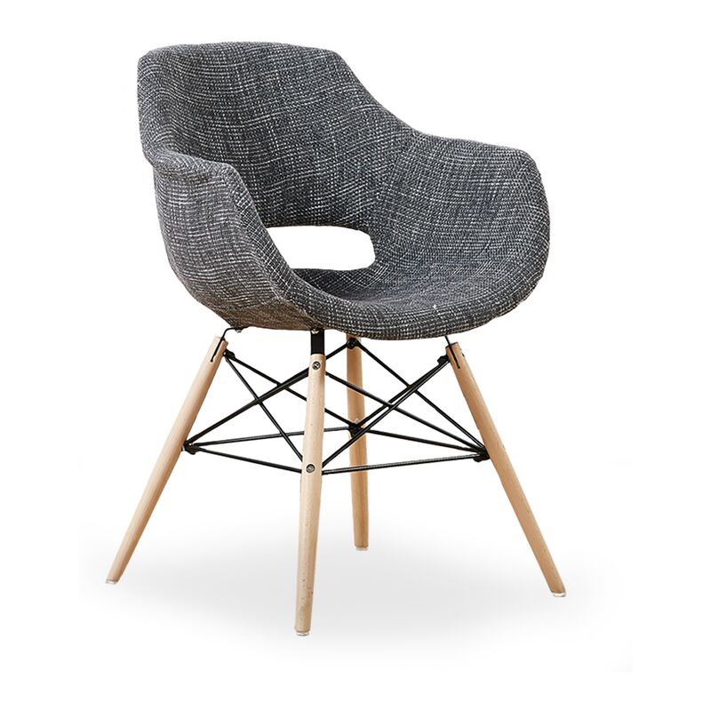 foto del prodotto pn home set di 1 2 4 poltrona da pranzo in tessuto olivia eiffel poltrona da pranzo singola grigio grey