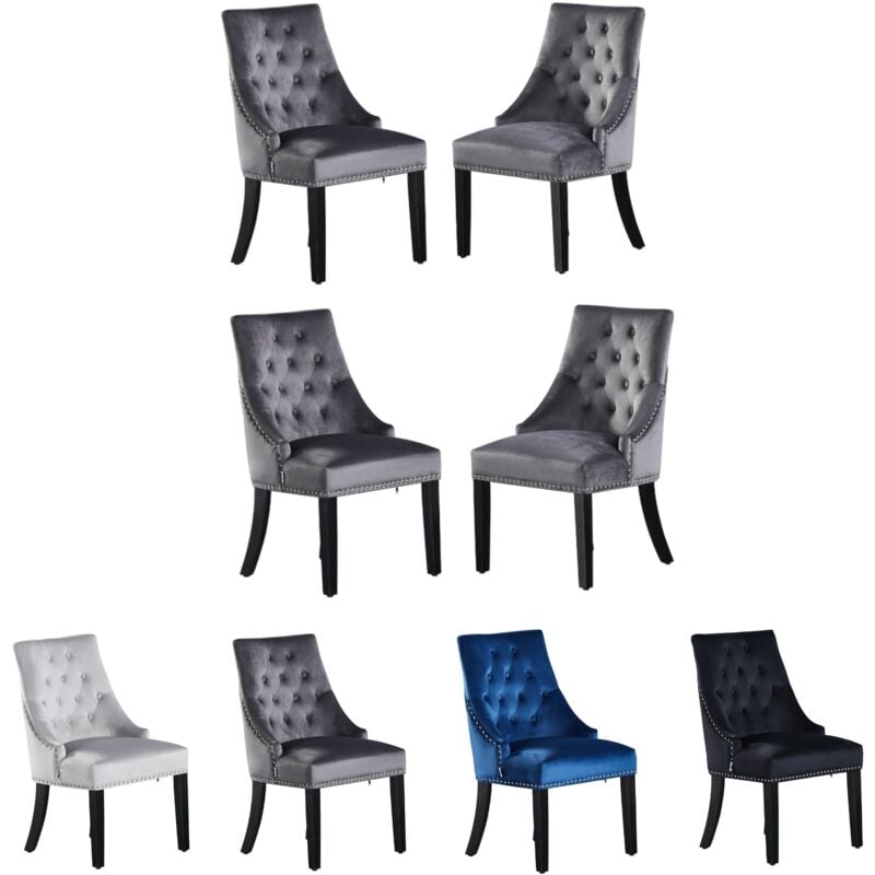 foto del prodotto pn home set di 4 sedie da pranzo windsor velvet con gambe in legno sedia da pranzo ring knocker back sedia imbottita sedia da pranzo moderna