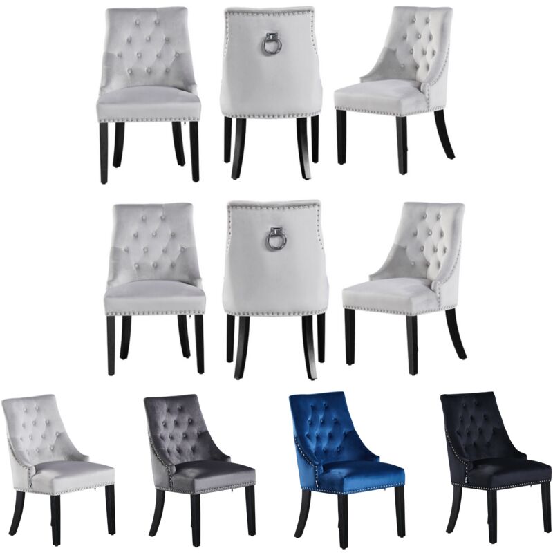 foto del prodotto pn home set di 6 sedie da pranzo windsor velvet con gambe in legno sedia da pranzo ring knocker back imbottita sedia sedia da pranzo moderna