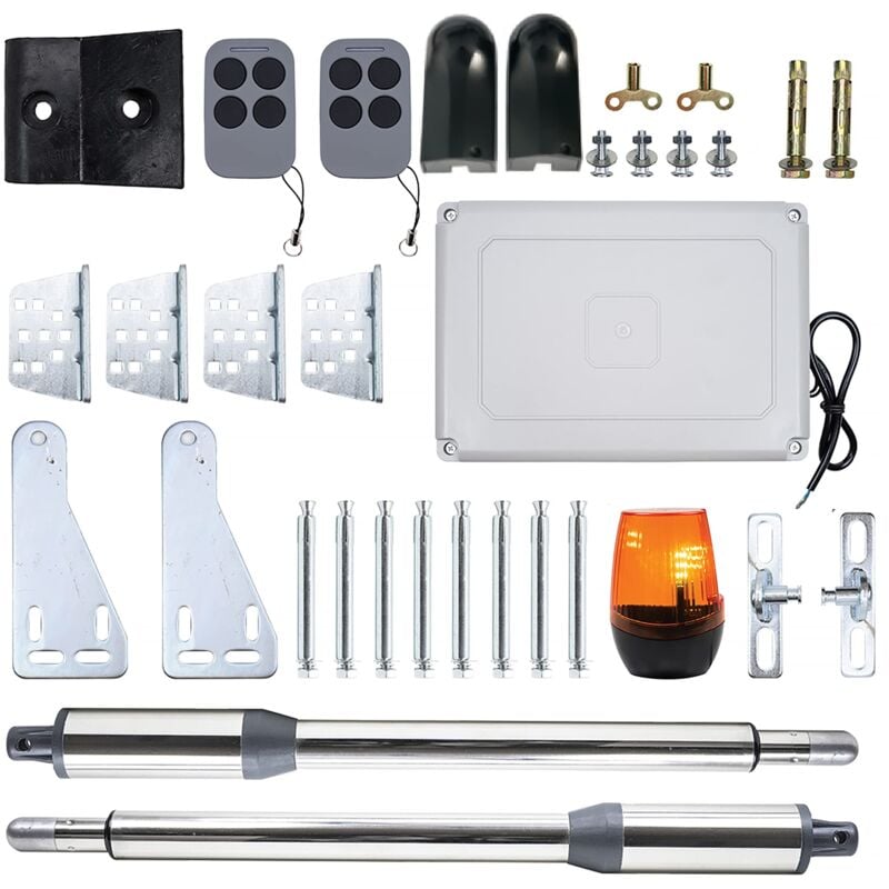 foto del prodotto pni kit automazione cancello battente mab300lr, con 2 motori 40w, telecomandi e pannello comandi, fotocellule e lampada, lunghezza cancello 2 x