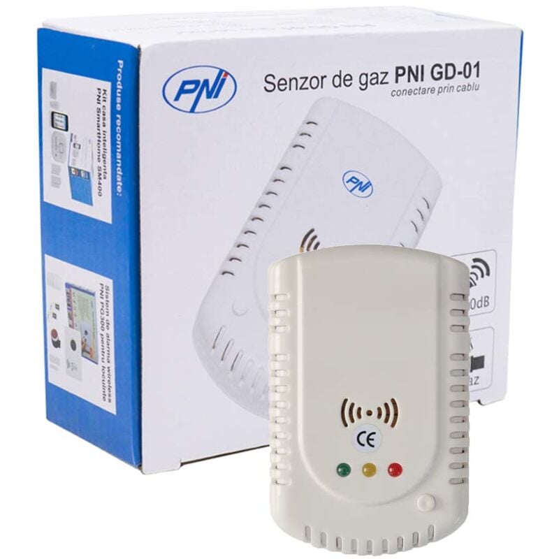 foto del prodotto pni sensore gd 01, con segnalazione acustica e luminosa, compatibile con elettrovalvola v 02