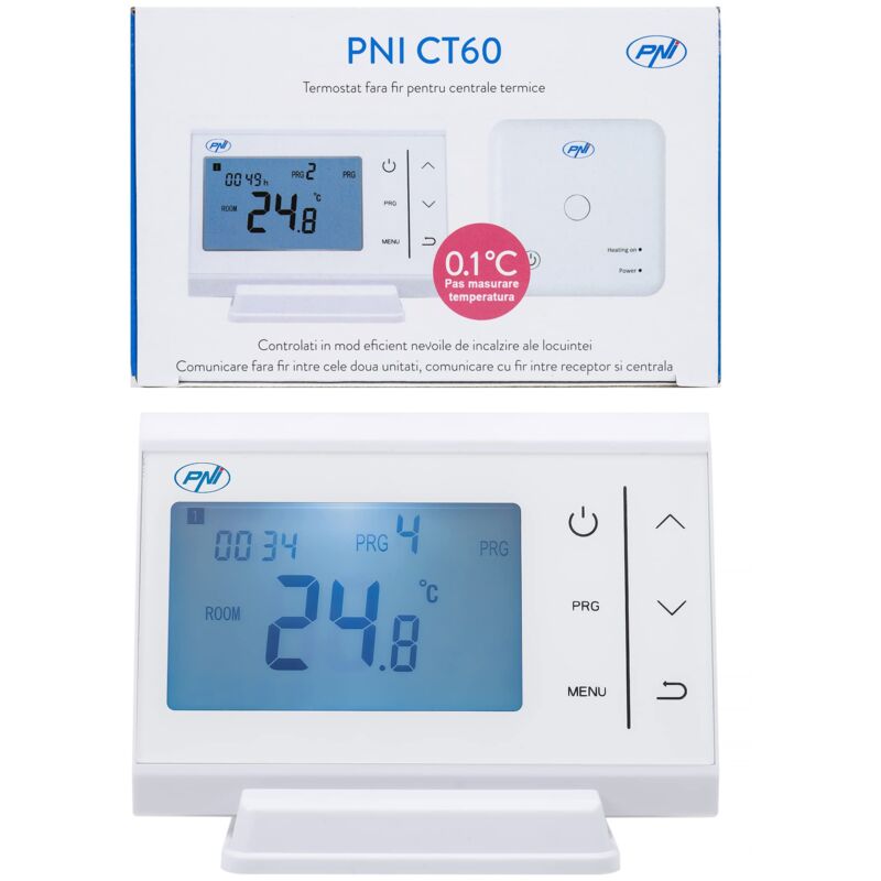 foto del prodotto pni termostato senza fili ct60 per centrali termiche, isteresi 0,2 gradi, bianco, zigbee
