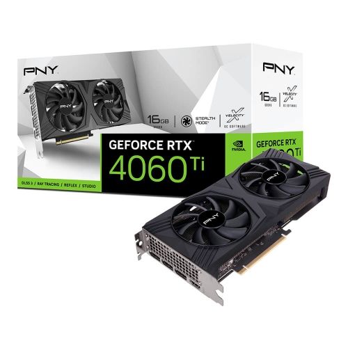 foto del prodotto pny vga geforce rtx 4060 ti, rtx 4060 ti 16gb verto, dual fan edition, dlss 3