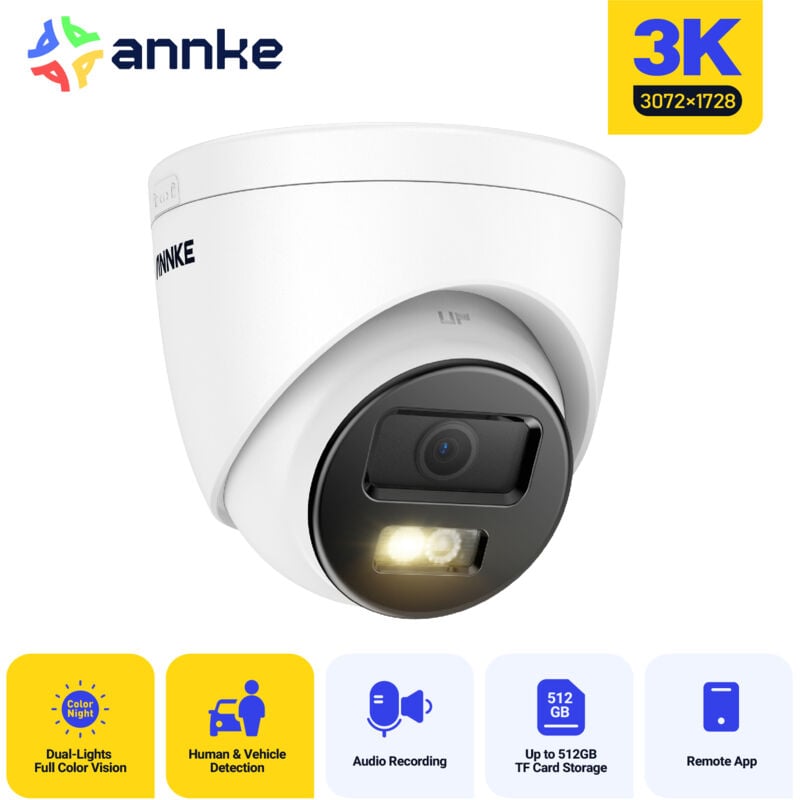 foto del prodotto poe 3k telecamera di sicurezza esterni visione notturna a colori, rilevamento del movimento,ip67 - annke