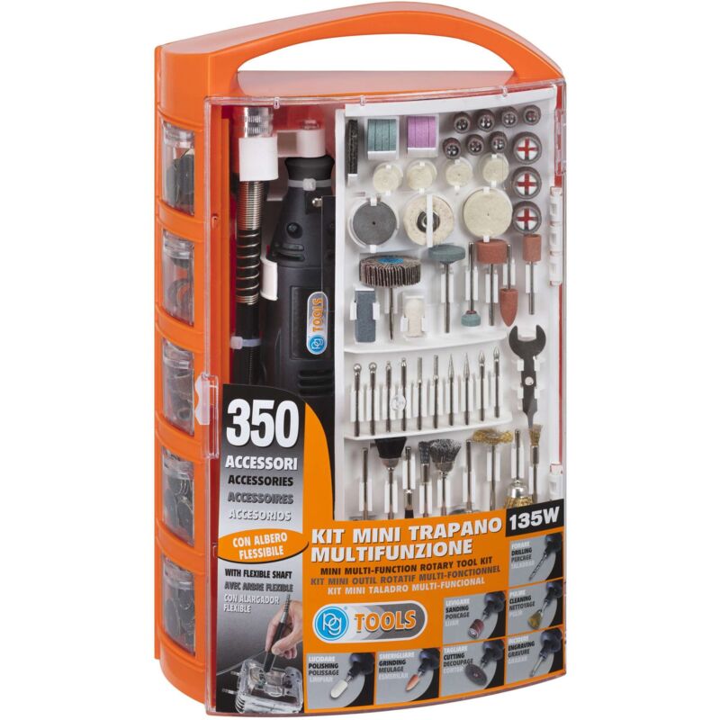 foto del prodotto poggi pg138w minitrapano con 350 accessori