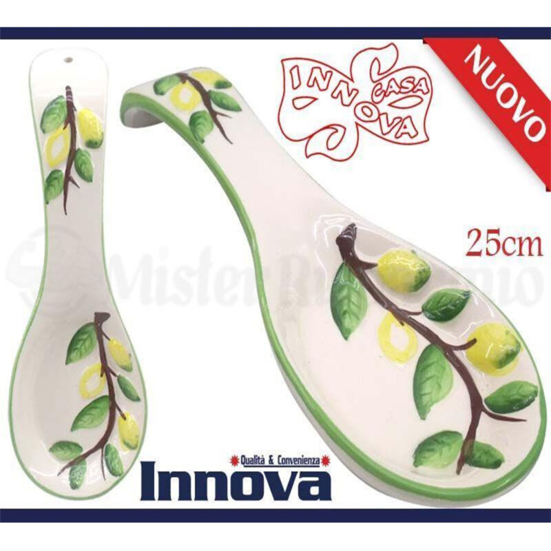 foto del prodotto poggiamestolo poggia mestolo in ceramica limoni lunghezza 25cm cucina trade shop traesio
