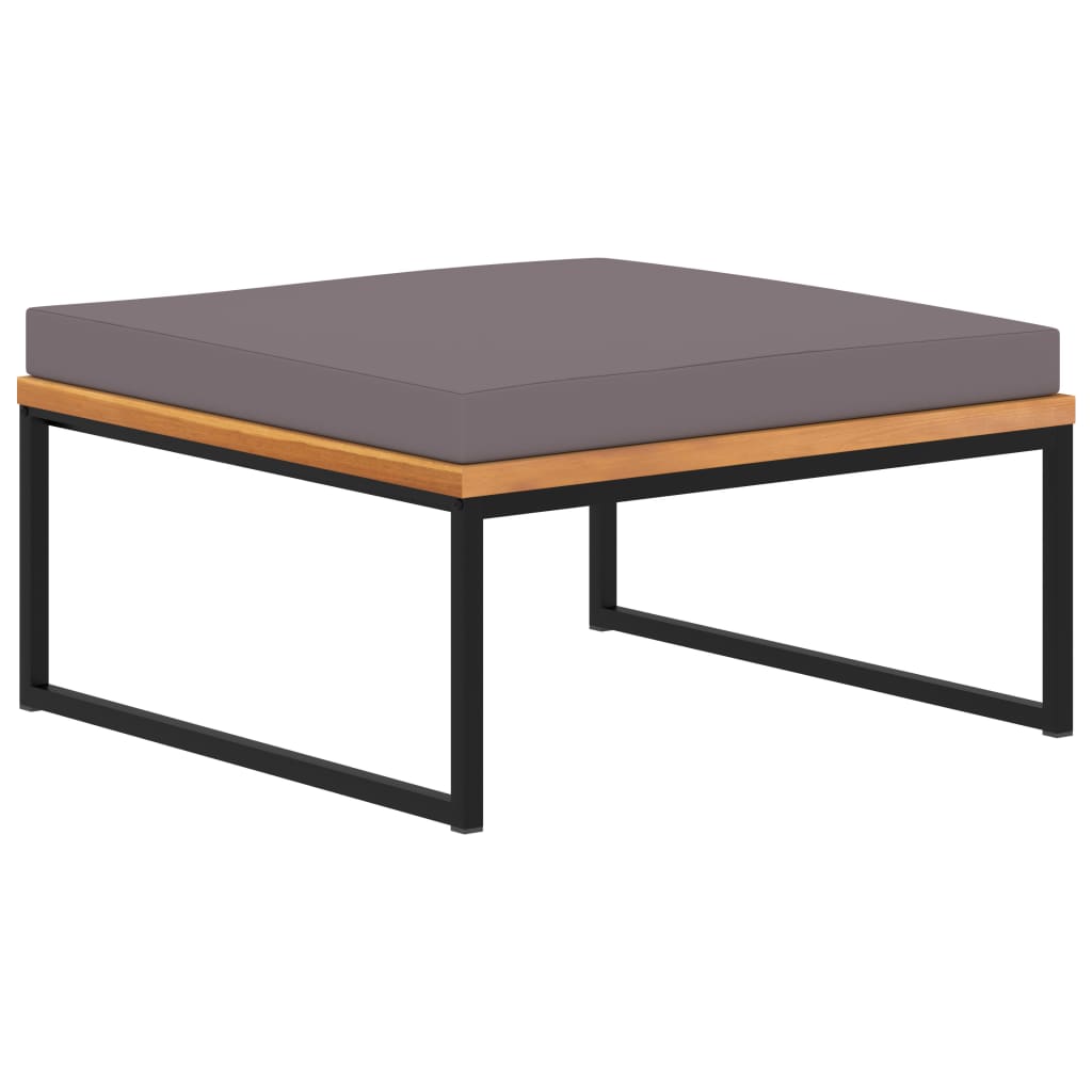 foto del prodotto poggiapiedi con cuscino 66x66x36cm in legno acacia grigio scuro cod mxl 54586