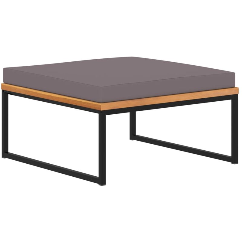 foto del prodotto poggiapiedi con cuscino 66x66x36cm in legno acacia grigio scuro vidaxl