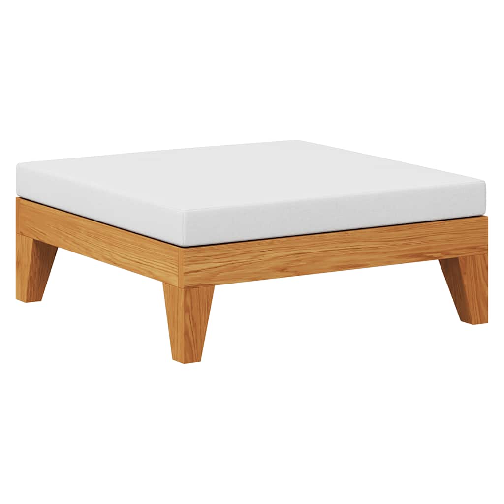 foto del prodotto poggiapiedi con cuscino bianco crema in massello d acacia cod mxl 75238